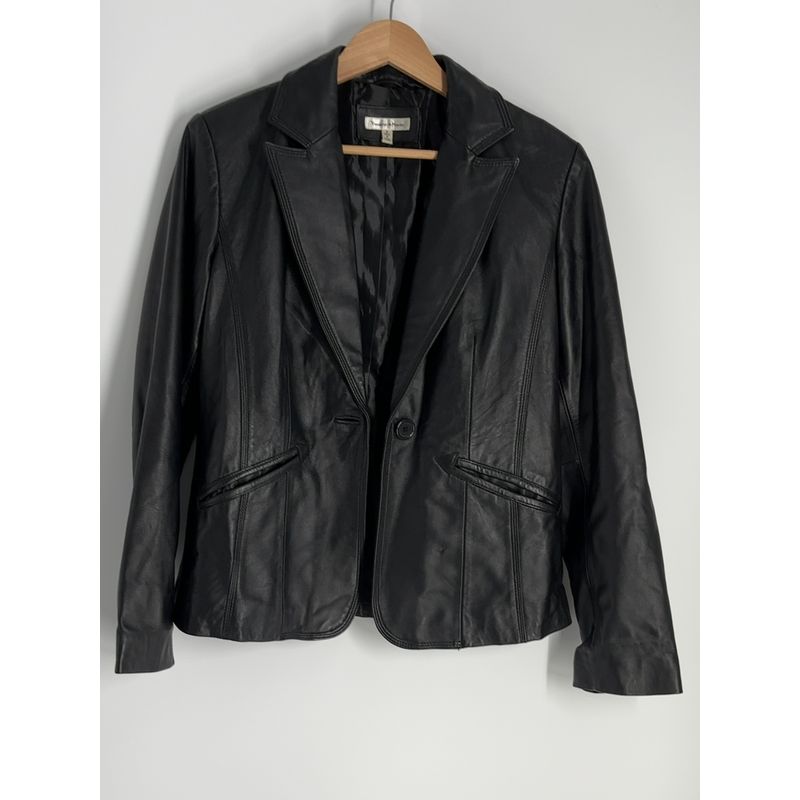 Yvonne Marie Leather Fitted Black Jacket